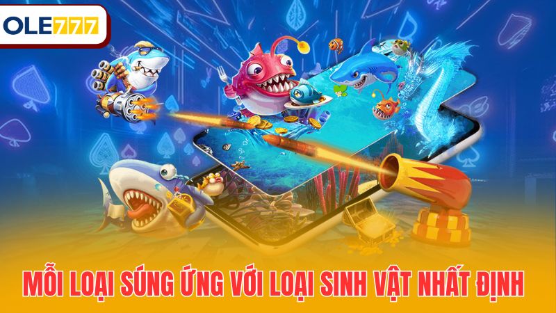 Mỗi loại súng ứng với loại sinh vật nhất định